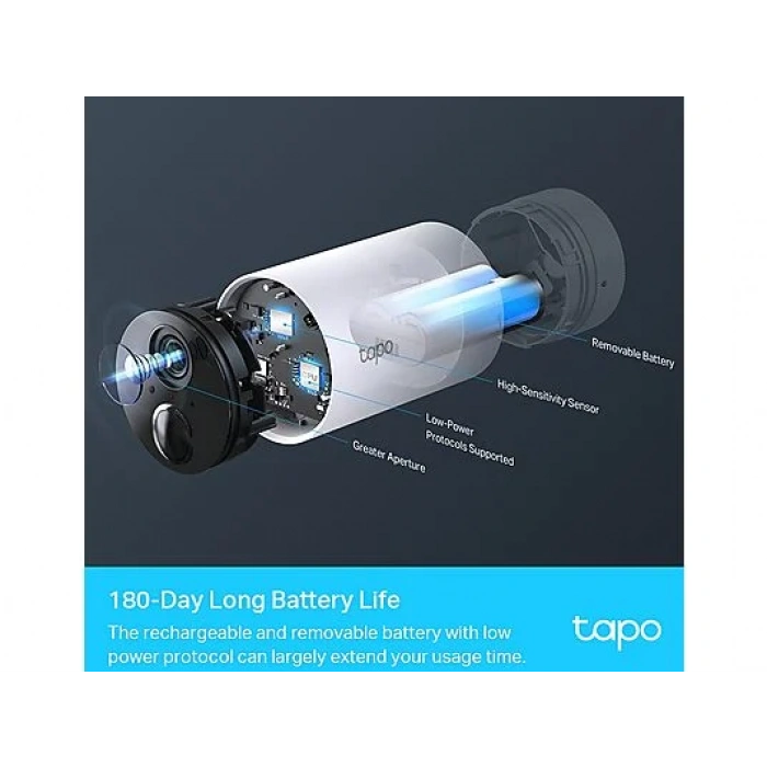 TP-LINK Tapo C400S2 Bataryalı Akıllı Kablosuz Güvenlik Kamerası Sistemi 2'li Kamera Kiti Beyaz Siyah