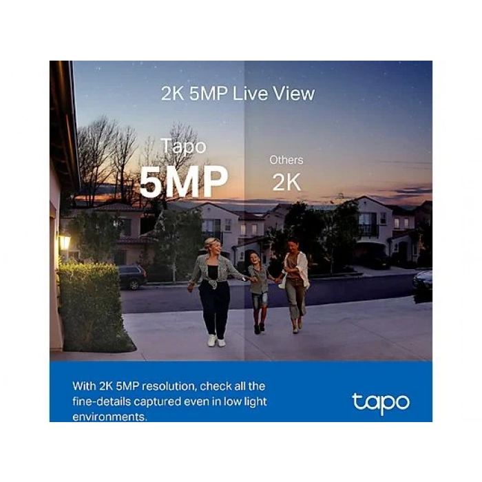 TP-LINK Tapo D230S1, 2K 5MP, İki Yönlü Konuşma, IP64, Renkli Gece Görüşü, Akıllı Görüntülü Kapı Zili