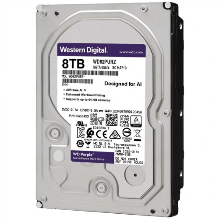 WD PURPLE 3,5 8TB 256MB 7200RPM WD82PURZ