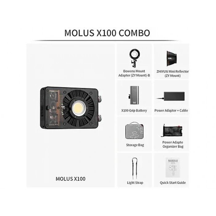 ZHIYUN Molus X100 Combo LED Işık 100 W Siyah