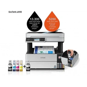 EPSON EcoTank L6490 Yazıcı Tarayıcı Fotokopi Faks Wi-F Direct Inkjet Tanklı Yazıcı Beyaz