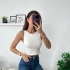 KISA VİSKON CROP BEYAZ
