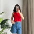 KISA VİSKON CROP KIRMIZI