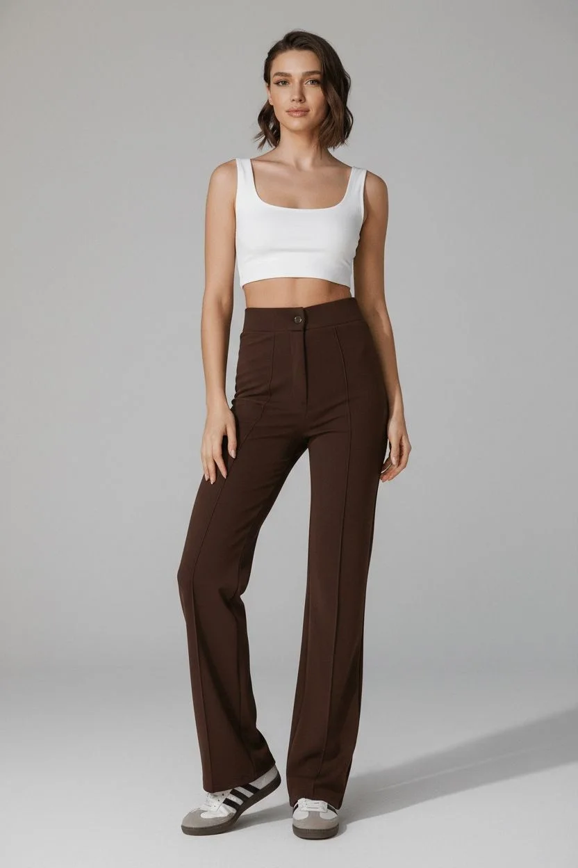 KAHVE YÜKSEK BEL PANTOLON