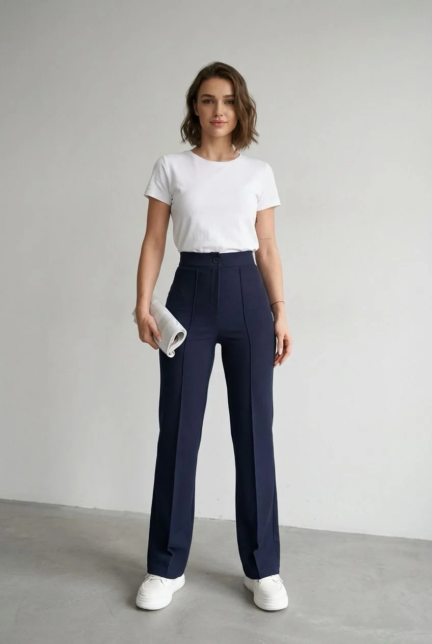 LACİVERT YÜKSEK BEL PANTOLON