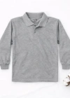 okul gri Polo Yaka uzunkol tişört kıyafetleri üniforması çocuk genç