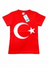 ataş Çocuk Bayraklı Tişört Kırmızı & Beyaz Renk 23 Nisan, 19 Mayıs, 29 Ekim Özel Pamuklu Kısa Kol