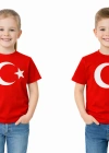 ataş Çocuk Bayraklı Tişört Kırmızı & Beyaz Renk 23 Nisan, 19 Mayıs, 29 Ekim Özel Pamuklu Kısa Kol