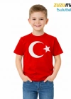 ataş Çocuk Bayraklı Tişört Kırmızı Renk 23 Nisan, 19 Mayıs, 29 Ekim Özel Pamuklu Kısa Kol