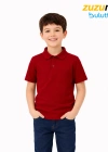 Bordo Okul Tişörtü Unisex Kısa Kollu Polo Yaka Pamuklu Düz Renk