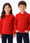 okul kırmızı Polo Yaka uzunkol tişört kıyafetleri üniforması çocuk genç