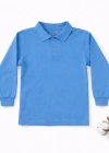 okul mavi ( gök mavisi ) Polo Yaka uzunkol tişört kıyafetleri üniforması çocuk genç