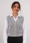 GRİ Kadın Triko Yelek –suveter model Esnek Kışlık Kısa Model, Şık ve Modern Duruş
