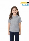 FYN Gri Okul Tişörtü Unisex Kısa Kollu Polo Yaka Pamuklu Düz Renk