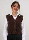 KAHVE Kadın Triko Yelek –suveter model Esnek Kışlık Kısa Model, Şık ve Modern Duruş