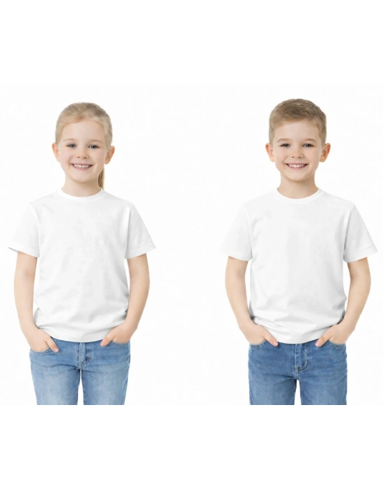 ataş sade beyaz okul ve günlük ünisex tişört 23 nisan vb etkinlikler t-shirt