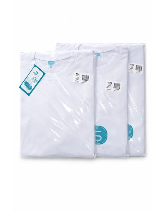 ataş sade beyaz okul ve günlük ünisex tişört 23 nisan vb etkinlikler t-shirt