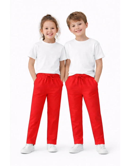 konsept Erkek & Kız Çocuk Kırmızı ve beyaz Pantolon %97 Pamuklu – 23 Nisan ve Özel Gün Kombini