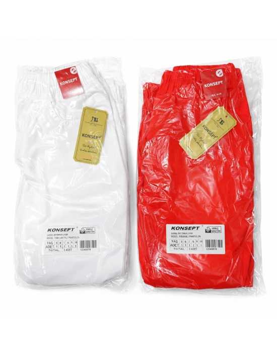 konsept Erkek & Kız Çocuk Kırmızı ve beyaz Pantolon %97 Pamuklu – 23 Nisan ve Özel Gün Kombini