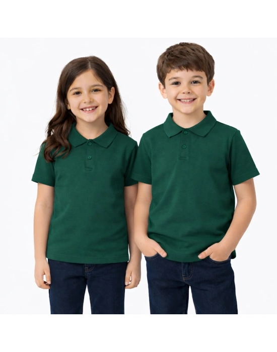 okul yeşil ( zümrüt yeşili ) Polo Yaka kısakol tişörtleri kıyafetleri üniforması çocuk genç