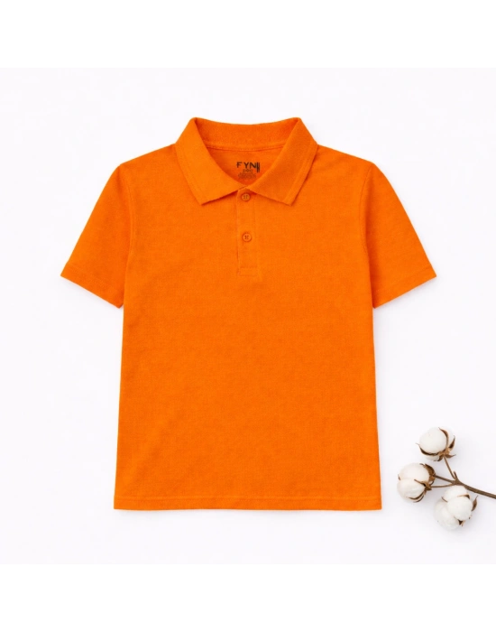 okul turuncu Polo Yaka kısakol tişörtleri kıyafetleri üniforması çocuk genç