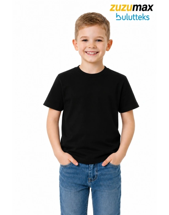 ataş sade siyah okul ve günlük ünisex tişört 23 nisan vb etkinlikler t-shirt