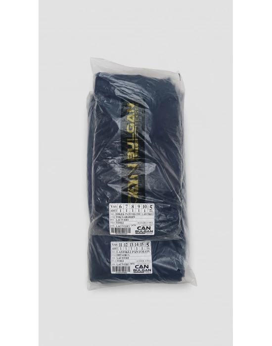 canbulgan 6-15 Yaş Unisex Okul Pantolonu Lacivert Şerj Kumaş Yarım Lastikli Bel Dayanıklı ve Şık