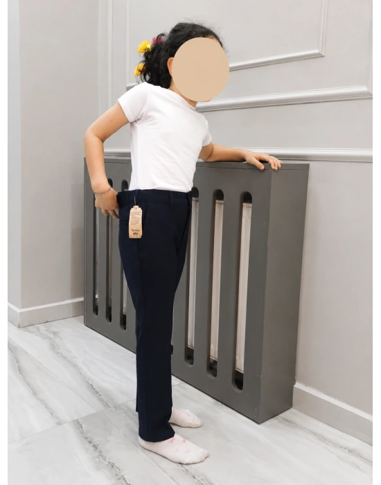 canbulgan 6-15 Yaş Unisex Okul Pantolonu Lacivert Şerj Kumaş Yarım Lastikli Bel Dayanıklı ve Şık