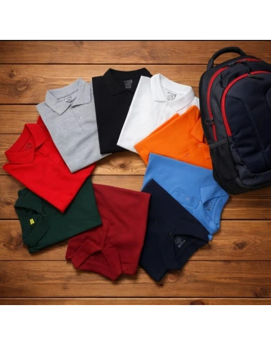 okul beyaz Polo Yaka uzunkol tişört kıyafetleri üniforması çocuk genç