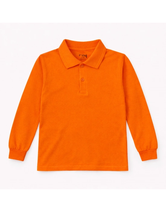 okul turuncu Polo Yaka uzunkol tişört kıyafetleri üniforması çocuk genç