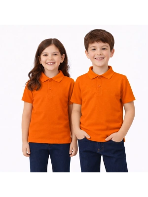 okul turuncu Polo Yaka kısakol tişörtleri kıyafetleri üniforması çocuk genç