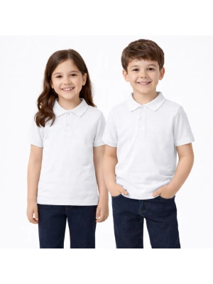 okul beyaz Polo Yaka kısakol tişörtleri kıyafetleri üniforması çocuk genç