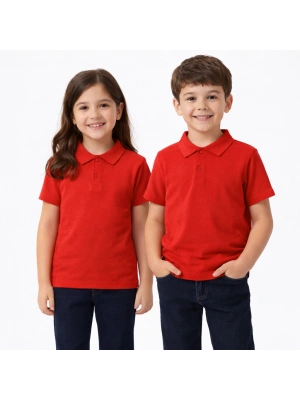 okul Kırmızı Polo Yaka kısakol tişörtleri kıyafetleri üniforması çocuk genç