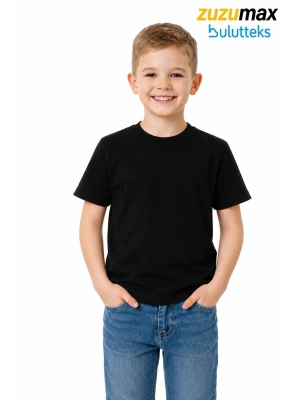 ataş sade siyah okul ve günlük ünisex tişört 23 nisan vb etkinlikler t-shirt