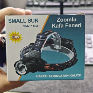 Small Sun SM-T116A 50W Profesyonel Kafa Feneri (Zoomlu, Şarjlı, 2x 18650 Pil)
