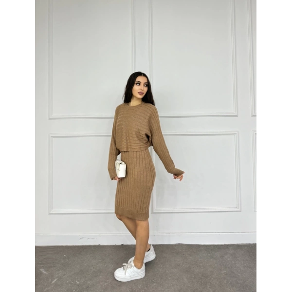 Triko kazak elbise takım 3 renk seçeneği