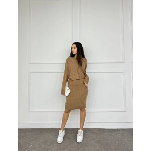 Triko kazak elbise takım 3 renk seçeneği