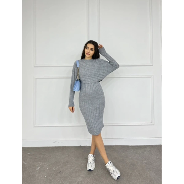 Triko kazak elbise takım 3 renk seçeneği