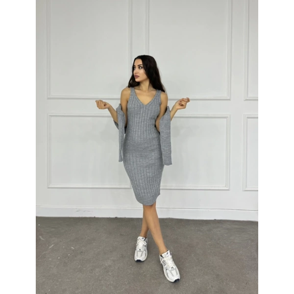 Triko kazak elbise takım 3 renk seçeneği