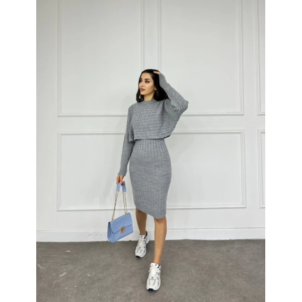 Triko kazak elbise takım 3 renk seçeneği