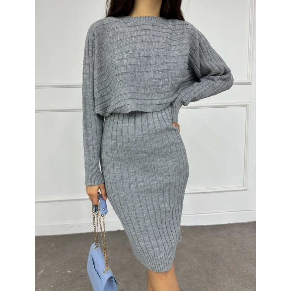 Triko kazak elbise takım 3 renk seçeneği