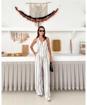 Önü bağlamalı rustik ikili takım