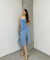 Sandy kumaş ip askılı elbise 6 renk seçeneği