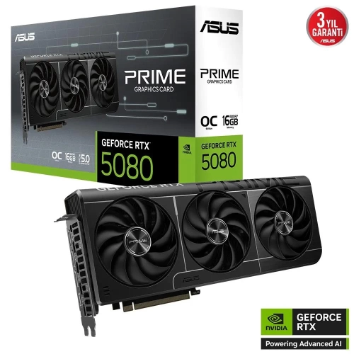 ASUS PRİME GEFORCE RTX5080 PRIME-RTX5080-O16G 16GB GDDR7 OC EDİTİON 256 BİT GAMİNG EKRAN KARTI