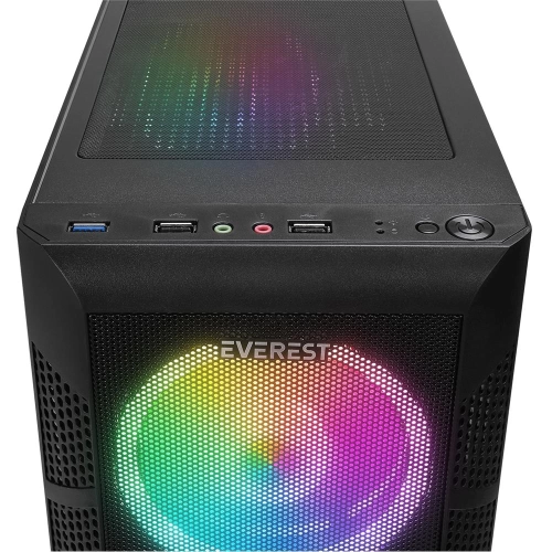 EVEREST CREST V1 MESH TEMPERLİ CAMLI 4X12CM AUTO RGB FAN ATX MİD-T GAMİNG OYUNCU KASASI