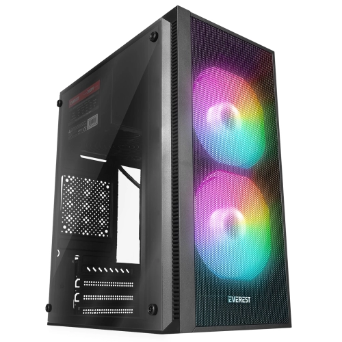 EVEREST MINION MESH PEAK 300W 2- 12CM RAİNBOW FAN AKRİLİK YAN PANEL MİNİ-T GAMİNG OYUNCU KASASI