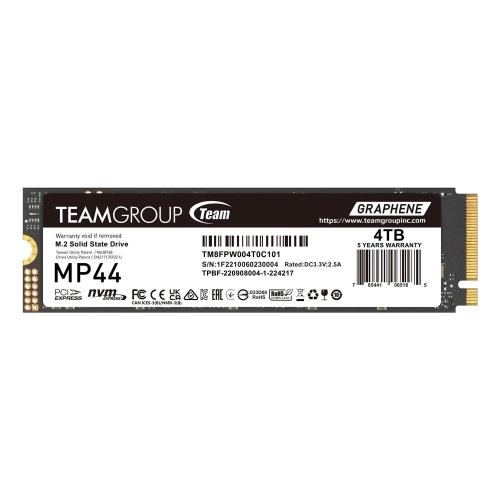 TEAM MP44 4TB 7400/6900MB/S GEN4X4 NVME M.2 SSD (TM8FPW004T0C101)