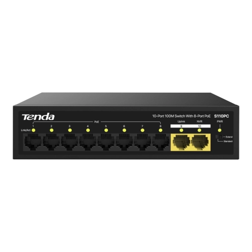 TENDA S110PC 10 PORT 10/100 MBPS POE+ SWITCH