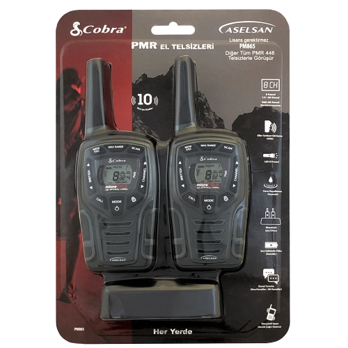 ASELSAN PM-865 PMR EL TELSİZİ 2Lİ PAKET 8 KANAL+121 ALT KANAL  8 KM