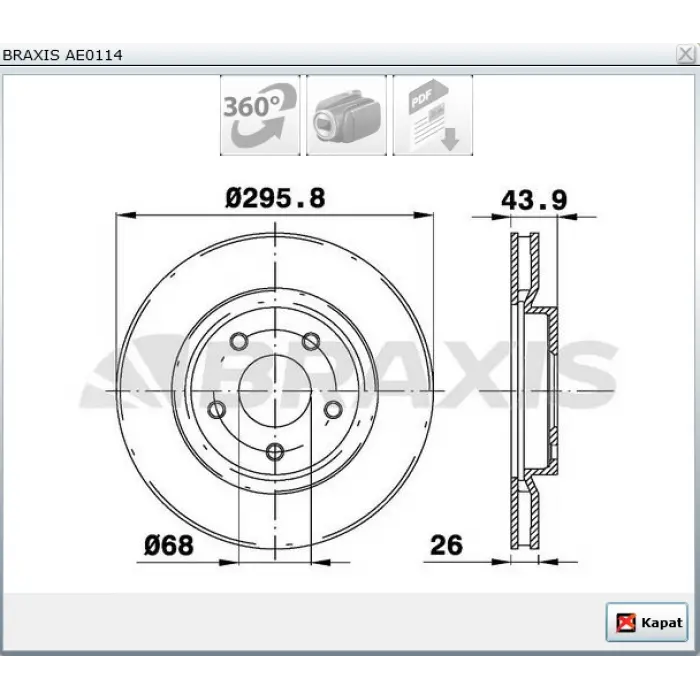 FREN DİSKİ ÖN KOLEOS (08>) QASHQAİ-QASHQAİ+2-X TRAIL (07-13) JUKE (10>) HAVALI 296MM